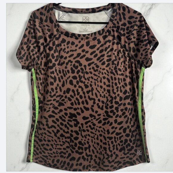 Daisy Fuentes FIT Women’s Leopard Print Short Sleeve Active Top – Size M - Picture 2 of 5